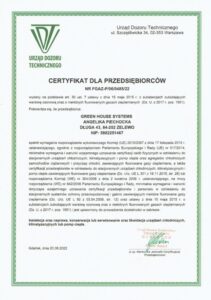 F-gazy dla przedsiębiorcy Urząd Dozoru Technicznego certyfikat Green House Systems