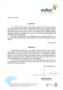 Referencje firmy Eoluz wydanej dla Green House Systems